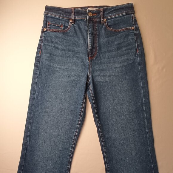 Loft Jeans Size 28/6 The Slim Flare High Rise Medium Dark Wash - Picture 2 of 10